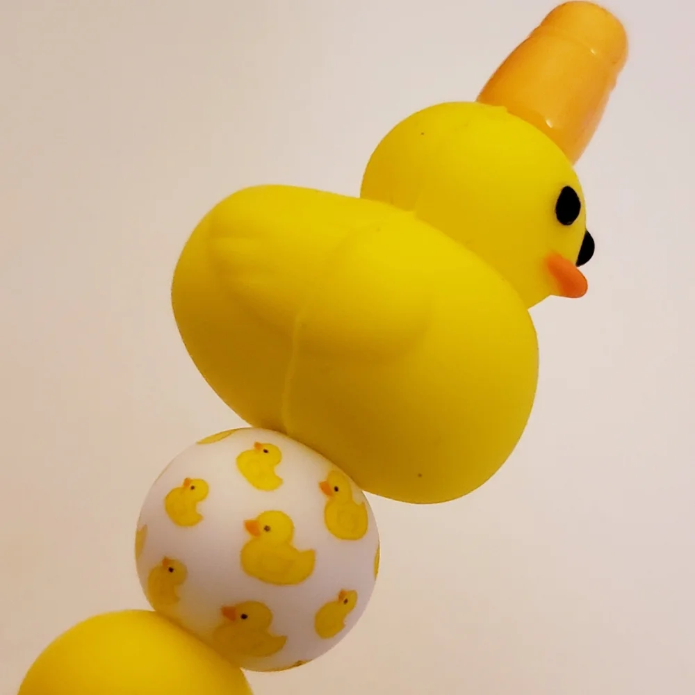 Handmade 3D Duck Beaded Silicone Focal Bead Pen